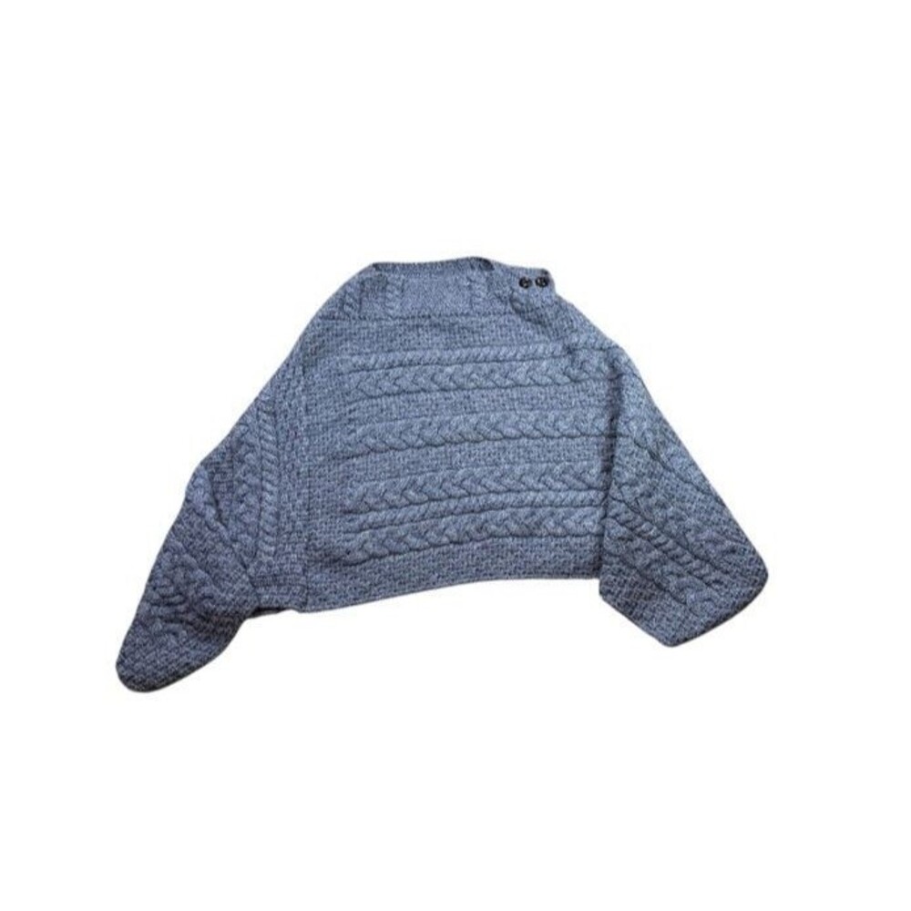 Aran Mills Merino Wool Poncho Irish Cable Cozy Layer Fisherman Knit Classic Y2K
